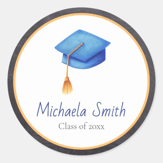 タッセル付きライトブルーの目盛りキャップ ラウンドシール (正面)