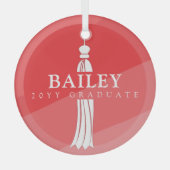 タッセル・オン・レッドグラデーション大学院卒業記念 ガラスオーナメント (正面)
