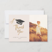 タッセル・ゴールドフォイルの卒業帽感謝写真 サンキューカード (正面)
