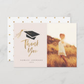 タッセル・ゴールドフォイルの卒業帽感謝写真 サンキューカード (正面/裏面)