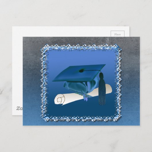 タッセル&ディプロマ付きキャップ、卒業 案内ポストカード (正面/裏面)