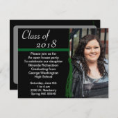 タッセル·フォト卒業パーティー,緑と黒 招待状 (正面/裏面)