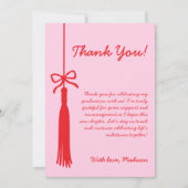 タッセル&ボウピンク&レッドグラッドフォト2025卒業 サンキューカード (正面)