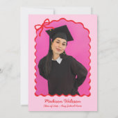 タッセル&ボウピンク&レッドグラッドフォト2025卒業 サンキューカード (裏面)