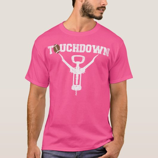 タッチダウンおもしろいサッカーワイン愛好家 Tシャツ (正面)