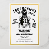 タッチダウンからタッセルへ フットボール卒業パーティー 箔招待状 (正面)