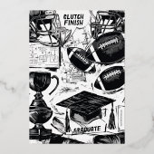 タッチダウンからタッセルへ フットボール卒業パーティー 箔招待状 (裏面)