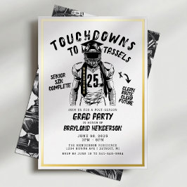 タッチダウンからタッセルへ フットボール卒業パーティー 箔招待状