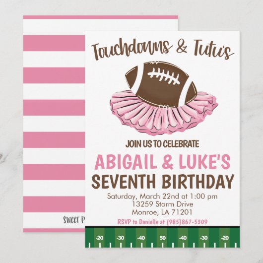 タッチダウンとチュチュの誕生日 招待状 (正面/裏面)