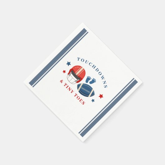 タッチダウンと小さな足の指、サッカーの赤ちゃんシャワー スタンダードカクテルナプキン (角)