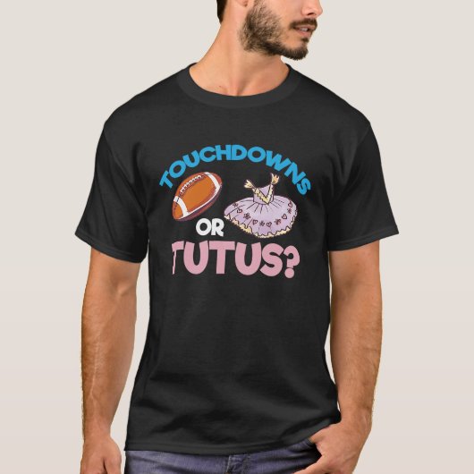 タッチダウンまたはタトゥス妊娠ジェンダーが肋骨を明らかにする Tシャツ (正面)