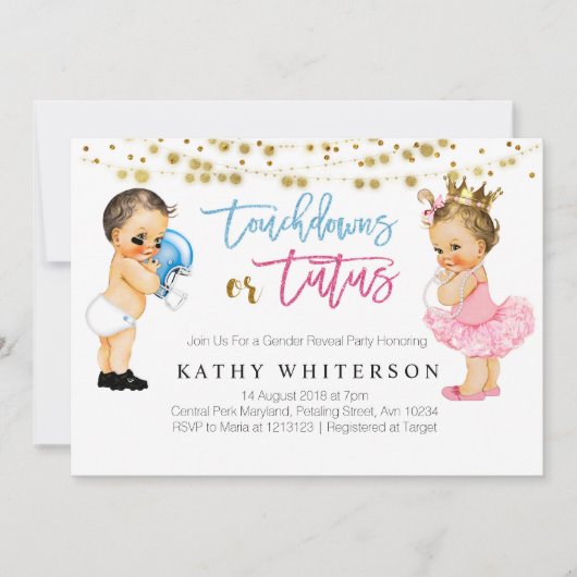 タッチダウンまたはトゥトゥタスの性差の招待状 招待状 (正面)