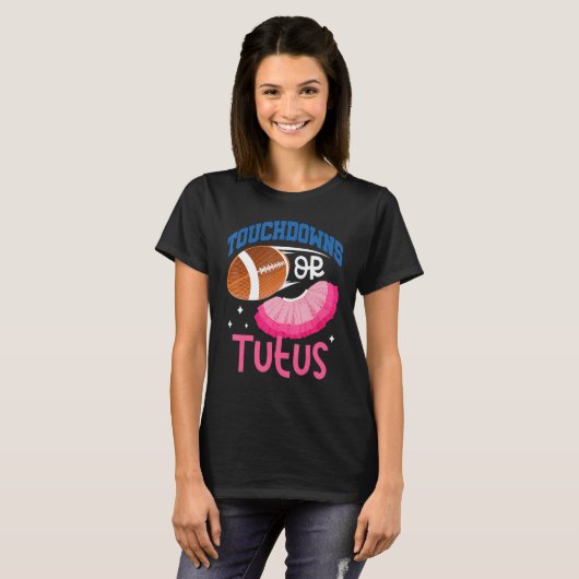 タッチダウンまたはTutusジェンダーがベビー発表 Tシャツ (正面フル)