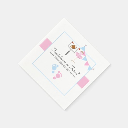 タッチダウンまたはTutusジェンダーの表示パーティー スタンダードカクテルナプキン (角)