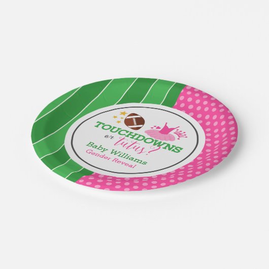 タッチダウンまたはTutusジェンダーの表示パーティー ペーパープレート (アングル)
