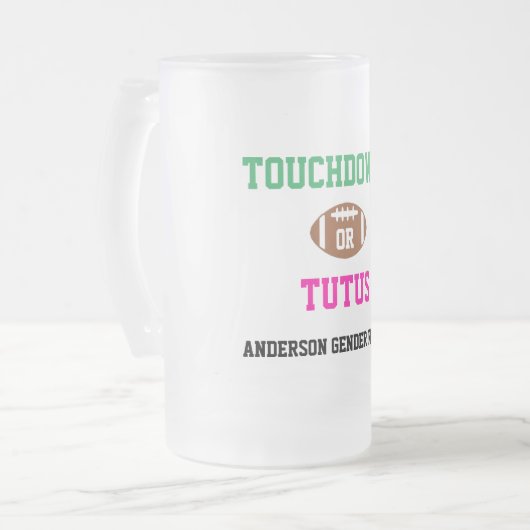 タッチダウンまたはTutusジェンダーの表示 フロストグラスビールジョッキ (正面左)