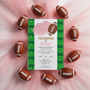 タッチダウンまたはTutus Gender Reveal招待状 招待状