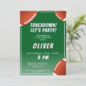 タッチダウンアメリカンサッカーボールスポーツ誕生日 招待状 (スタンド正面)