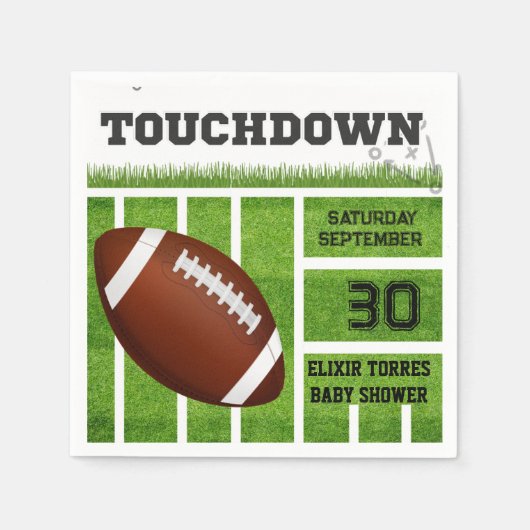 タッチダウンエレガントフットボールのベビーシャワー スタンダードカクテルナプキン (正面)