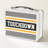 タッチダウングレーイエローブラックスポーツストライプ選手 メタルランチボックス (裏面)