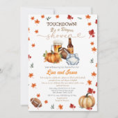 タッチダウンサッカーパンプキンビール秋おむつシャワー 招待状 (正面)