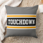 タッチダウンスポーティブラックイエローグレイストライプズ クッション (ブランケット)