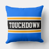 タッチダウンスポーティ明るいブルーブラックイエローストライプ クッション (裏面)