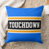 タッチダウンスポーティ明るいブルーブラックイエローストライプ クッション (ブランケット)