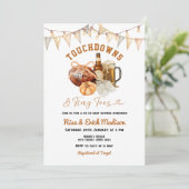 タッチダウン小さな足指サッカーカップル赤ちゃんシャワー 招待状 (スタンド正面)