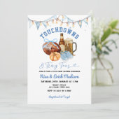 タッチダウン小さな足指サッカーカップル赤ちゃんシャワー 招待状 (スタンド正面)