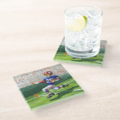 タッチダウン用のゴールラインの交差 ガラスコースター (アングル)