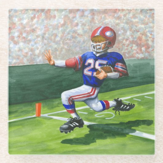 タッチダウン用のゴールラインの交差 ガラスコースター (正面)