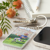 タッチダウン用のゴールラインの交差 キーホルダー (正面右)