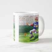 タッチダウン用のゴールラインの交差 ジャンボコーヒーマグカップ (正面右)