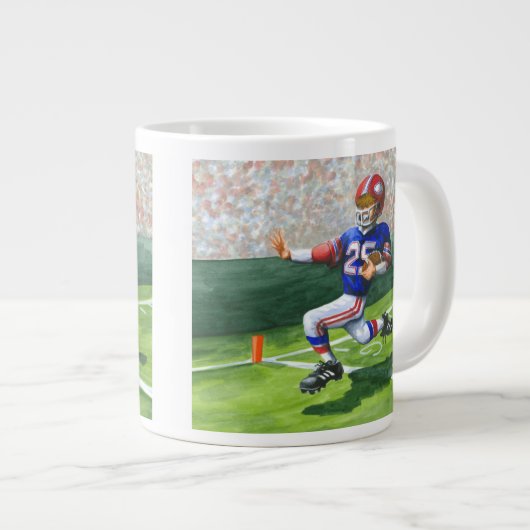 タッチダウン用のゴールラインの交差 ジャンボコーヒーマグカップ (正面右)
