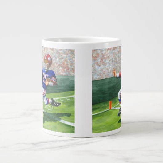 タッチダウン用のゴールラインの交差 ジャンボコーヒーマグカップ (正面)