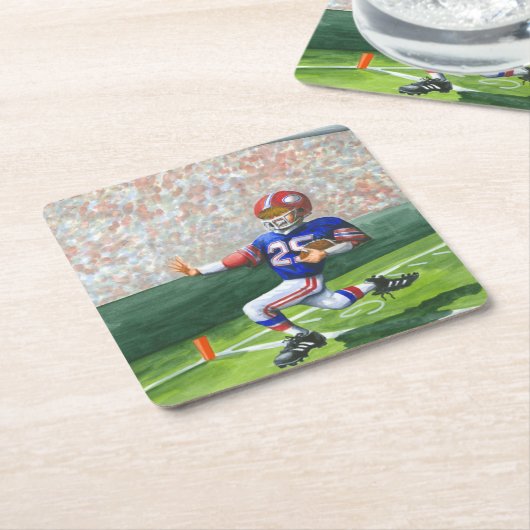 タッチダウン用のゴールラインの交差 スクエアペーパーコースター (アングル)