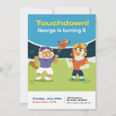 タッチダウン アメリカンフットボール 子供の誕生日 招待状 (正面)