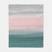 タッチティール(緑がかった色)赤面グレー水彩抽象芸術#1 フリースブランケット (正面)