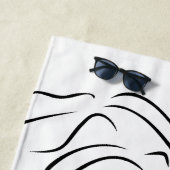 タッチブラックラインアート様式化された女性のビジュアル ビーチタオル (インサイチュ)