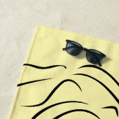 タッチブラックラインアート様式化された女性のビジュアル ビーチタオル (インサイチュ)