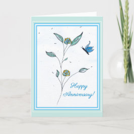 タッチブルーバタフライアニバーサリーグリーティングカード カード