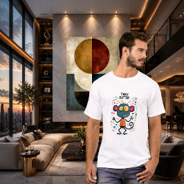 タッチボタン面白いテクノロジーエイリアンキャラクターギフト Tシャツ