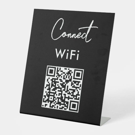 タッチレスメニューQR接続WiFiブラック 台座サイン (正面)