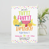 タッティフルッティおもしろいカラフル子供の誕生日パーティー 招待状 (スタンド正面)