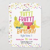 タッティフルッティおもしろいカラフル子供の誕生日パーティー 招待状 (正面/裏面)