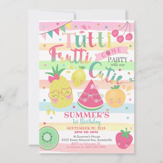 タッティフルッティパーティの招待状フルーツ招待状 招待状 (正面)