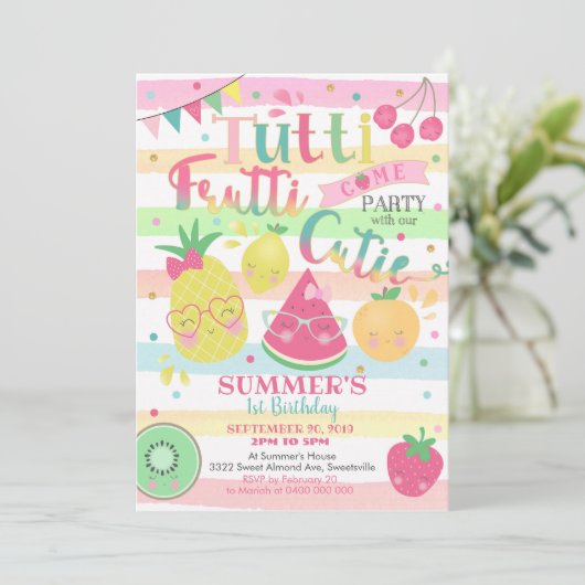 タッティフルッティパーティの招待状フルーツ招待状 招待状 (スタンド正面)