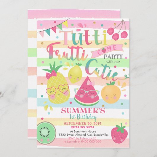 タッティフルッティパーティの招待状フルーツ招待状 招待状 (正面/裏面)