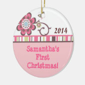 タッフィフラワーバタフライパーソナライズされたネームオーナメント セラミックオーナメント (左)